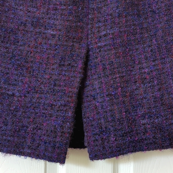 Talbots 90's Vintage Preppy Wool & Mohair Tweed Straight Cut Mini Skirt Purple 8 - Picture 13 of 13